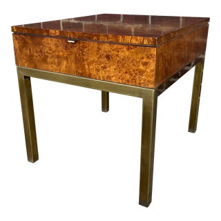 Tomlinson Brass and Burl Wood Side Table For Sale