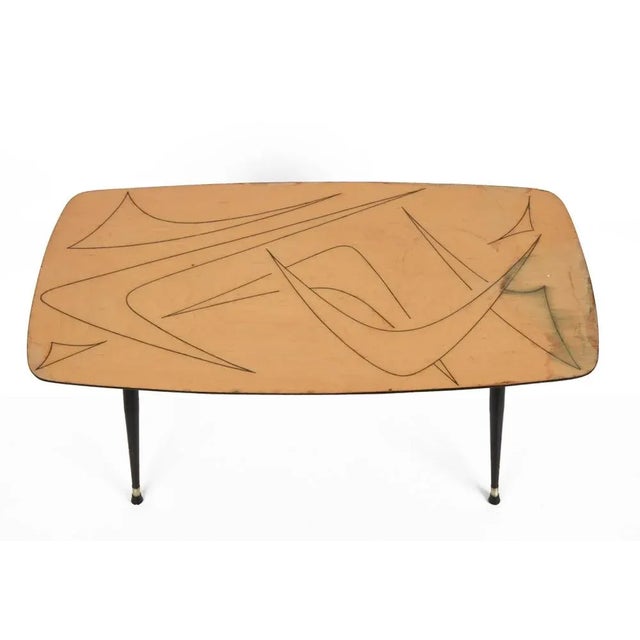 Mid-Century Italian Painted Wood, Brass and Black Metal Coffee Table, 1950s For Sale - Image 12 of 18