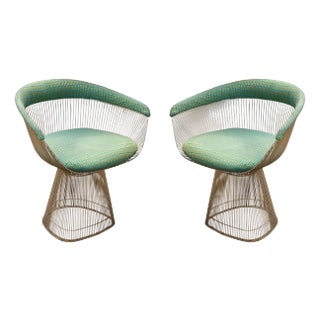Warren Platner for Knoll Mid Century Modern Wire Lounge Arm Chairs - A Pair For Sale