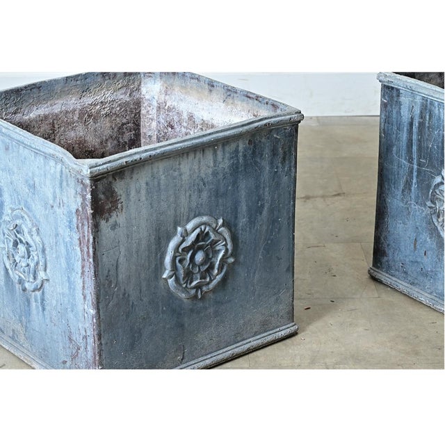 Pair of English 19th Century Solid Lead Box Planters For Sale - Image 10 of 12