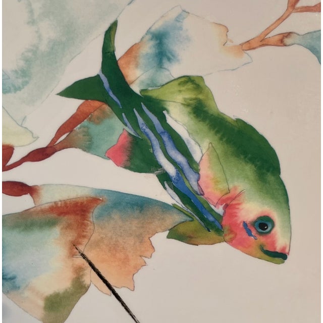 1980s Marine Art by Tracy Taylor Tropical Fish "Warm Waters" Offset Litho 39" Wide For Sale - Image 5 of 8