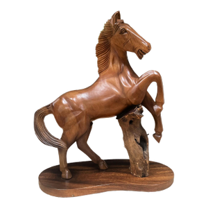 Mid-Century Hand-Carved Wood Horse Figurine