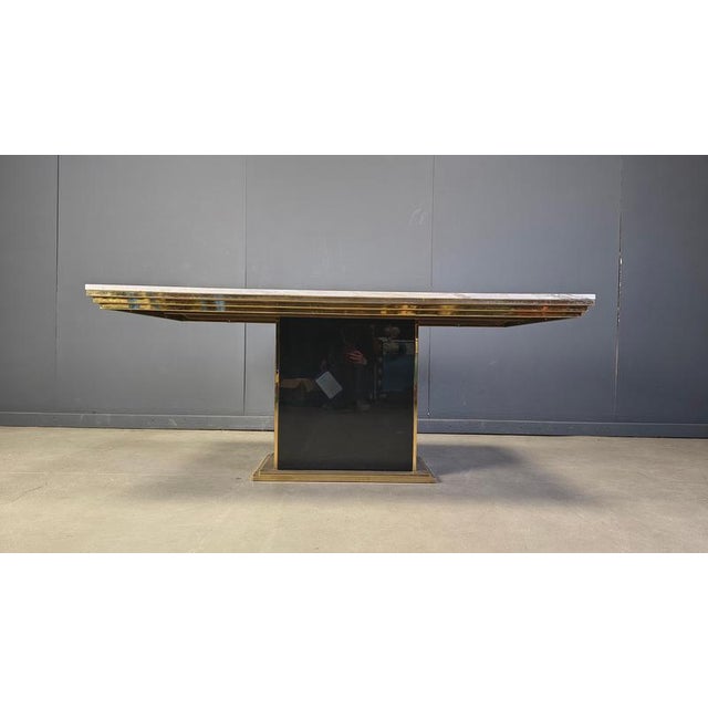 Vintage White Marble and Brass Dining Table, 1970s For Sale - Image 6 of 14