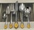 Yamazaki "Monique Gold" Gold Accent Stainless Flatware Set - 61 Pieces (Service for 12 With Storage Case) Vintage 1980's/1990's For Sale - Image 17 of 18
