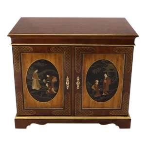 Painted Chinoiserie Two Doors Server Cabinet by Drexel