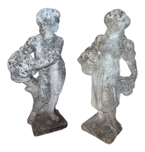 Vintage French Stone Statues - a Pair