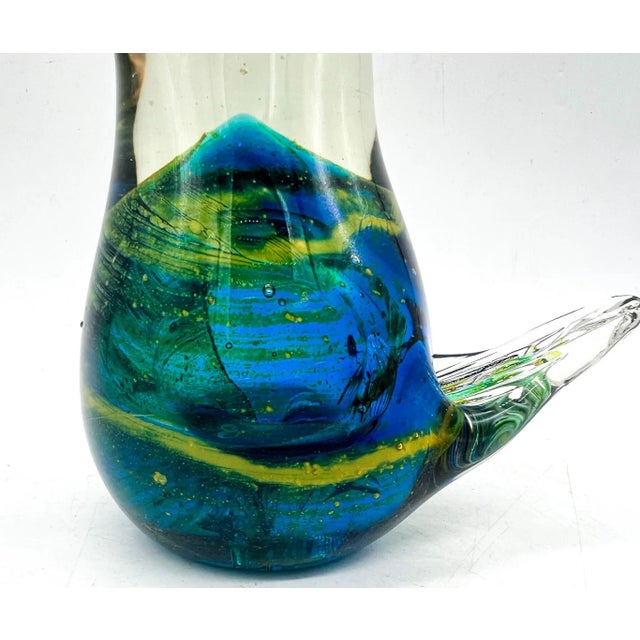 Blue Vintage Mdina From Malta Hand Blown Glass Bird Paperweight Figurine For Sale - Image 8 of 12