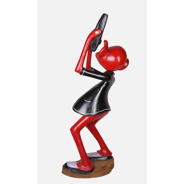 George Lilanga, Sculpture of a Red Figure, 1995, Wood For Sale - Image 3 of 7