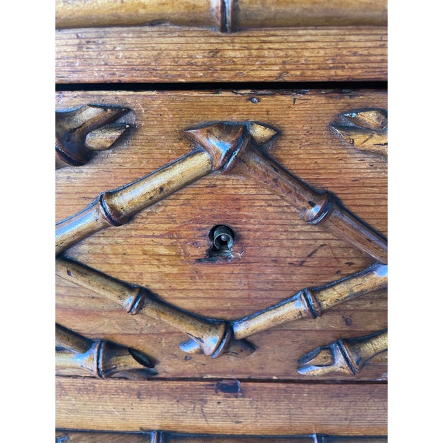 Antique French Armoire With Faux Bamboo & Pine Wood For Sale - Image 14 of 18