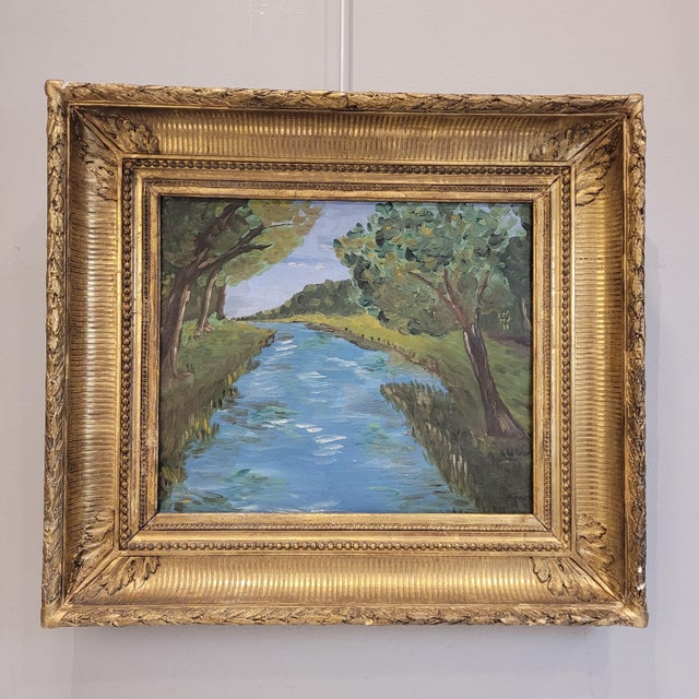 French School Artist, Impressionist River Landscape, Early 20th Century, Oil on Canvas For Sale - Image 3 of 18