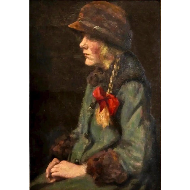 Portraiture “Dutch Girl” by Danish Artist Carl Stilling (1874-1938) For Sale - Image 3 of 9