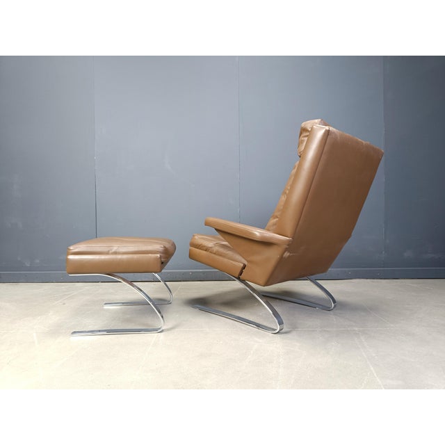 Set of Swing Lounge Chair and Ottoman by Reinhold Adolf and Hans-Jürgen Schräpfer for Cor, 1970s For Sale - Image 7 of 12