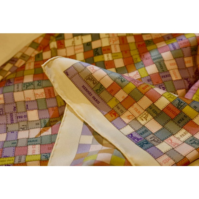 Figurative Framed Hermès Silk Scarf "Bolduc Au Carré" by Caty Latham, 2007 - Midnight Black Frame For Sale - Image 3 of 5