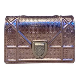 Christian Dior Pink Metallic Mirco Cannage Baby Diorama Bag