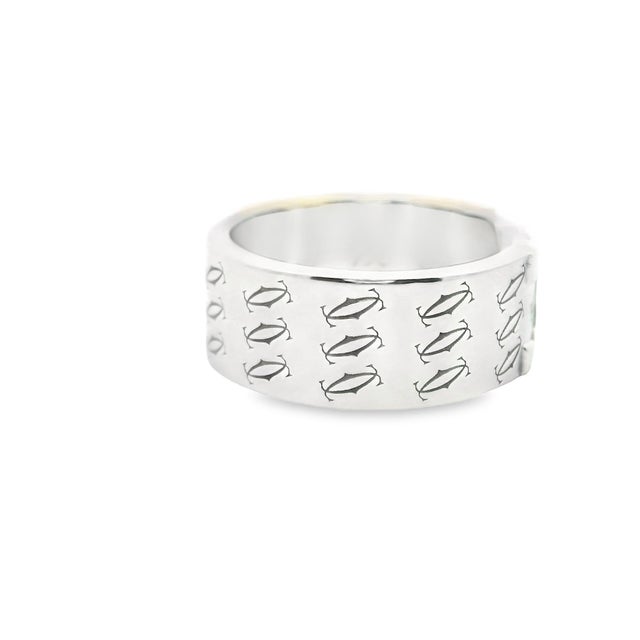 Cartier Cartier Double-C 18k White Gold Band Ring Size 6.75 For Sale - Image 4 of 5