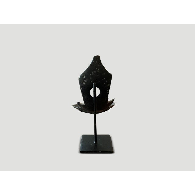 Antique Coconut Wood Rice Spoon on a Stand For Sale - Image 17 of 18