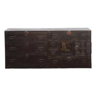 Grand Japanese Meiji Era Lacquered Tansu Sideboard For Sale