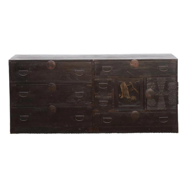 Grand Japanese Meiji Era Lacquered Tansu Sideboard For Sale