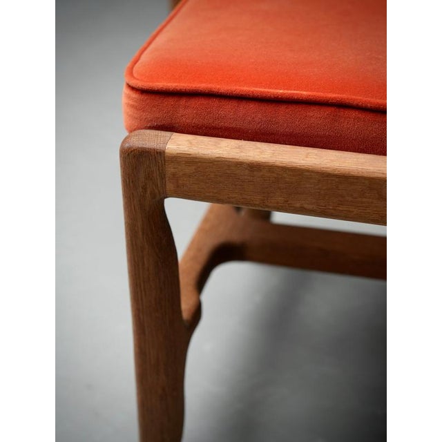 Vintage Dining Chairs in Oak and Velvet by Guillerme Et Chambron, France, 1960, Set of 2 For Sale - Image 6 of 13