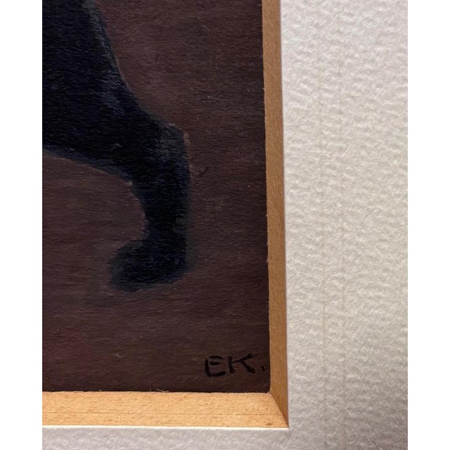 E.K, Soubrette with Panther, 1920s, Tempera, Framed For Sale - Image 10 of 11