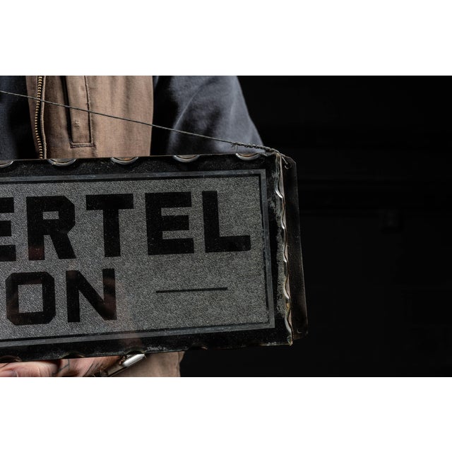 American Antique "Dr. g.e. Hertel, Surgeon" Foil-Backed Scalloped-Edged Glass Sign For Sale - Image 3 of 6