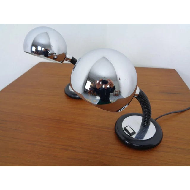 Mid-Century Modern Adjustable Chrome Plated Space Age Table Lamps, 1960s, Set of 2 For Sale - Image 3 of 13