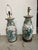 1970s 1970s Asian Style Floral Ceramic Table Lamps With Wooden Base - a Pair For Sale - Image 5 of 6