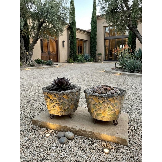 Pair of Mid-Century Brutalist Cast Stone Mosaic Planters For Sale In West Palm - Image 6 of 9