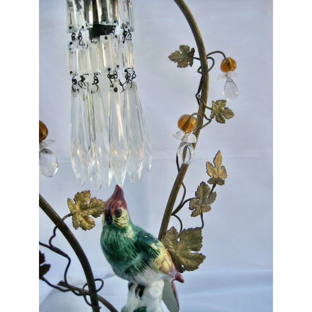 1920s Bird Porcelain Crystal Lamp Circa 1920 For Sale - Image 5 of 13