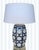 1990s 1990s Navy Blue White Crosshatch Palm Beach Regency Lucite Base Table Lamp For Sale - Image 5 of 6