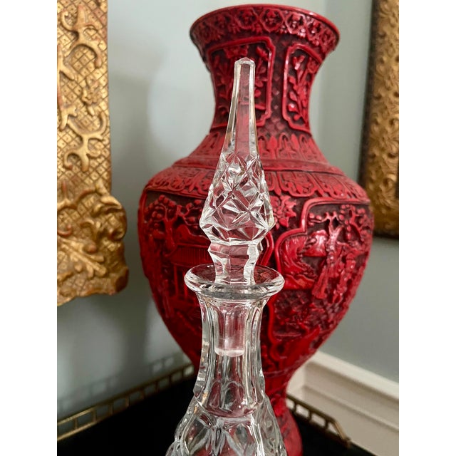 Glass Tall Hollywood Regency Chic & Sleek Liquor Decanter For Sale - Image 7 of 8