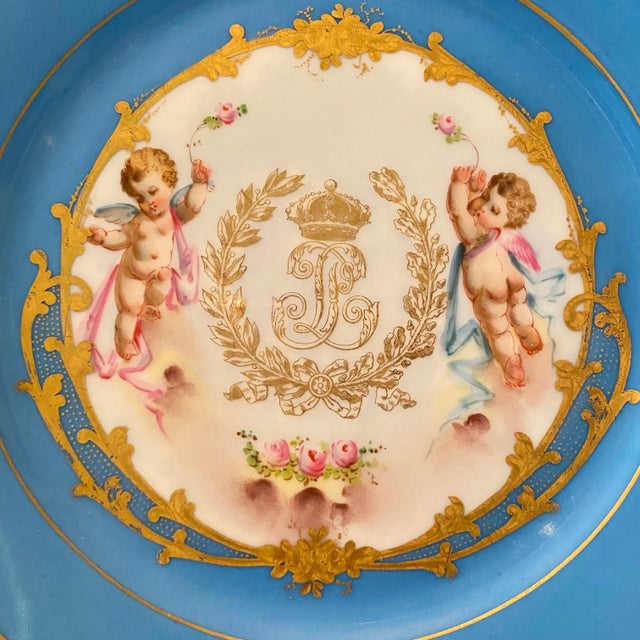 French Antique Sevres Porcelain Chateau Des Tuileries Plate From the Royal Service of King Louis Philippe For Sale - Image 3 of 10