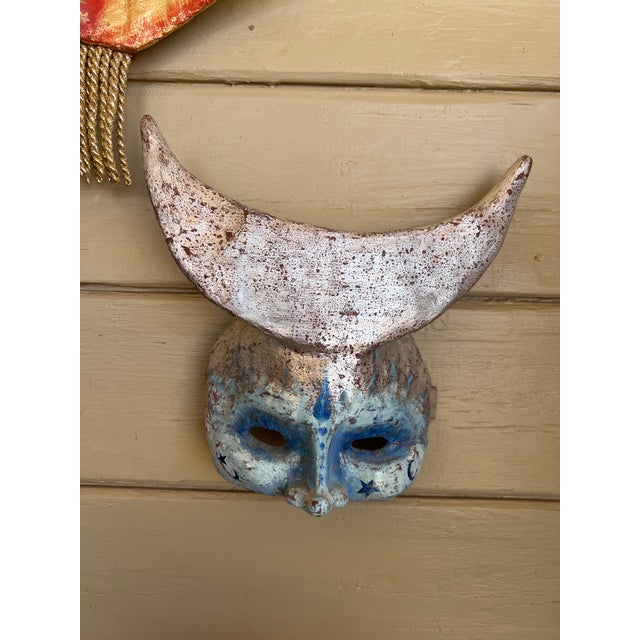 Handmade Gilded Venetian-Style Papier-Mache Celestial Masks, Representing the Sun (Sole) and the Moon (Luna) For Sale - Image 11 of 14