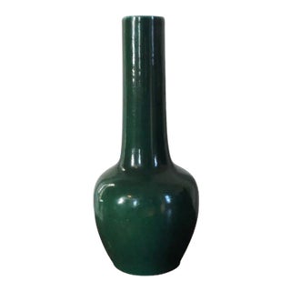 19th Century Chinese Porcelain Bottle Shaped Vase in Monochrome Green Glaze with Kangxi Marks For Sale