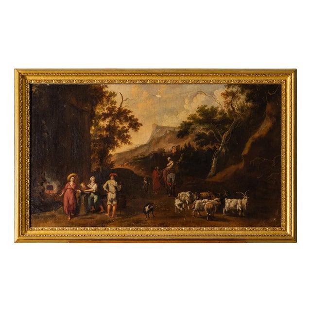 Rosa Da Tivoli, Pastoral Scene in the Roman Countryside, Late 17th Century, Oil Painting, Framed For Sale