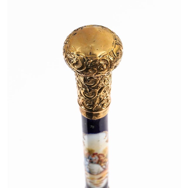 Antique French Gold Plated Sevres Porcelain Walking Sword Stick, 19th Century For Sale - Image 16 of 18