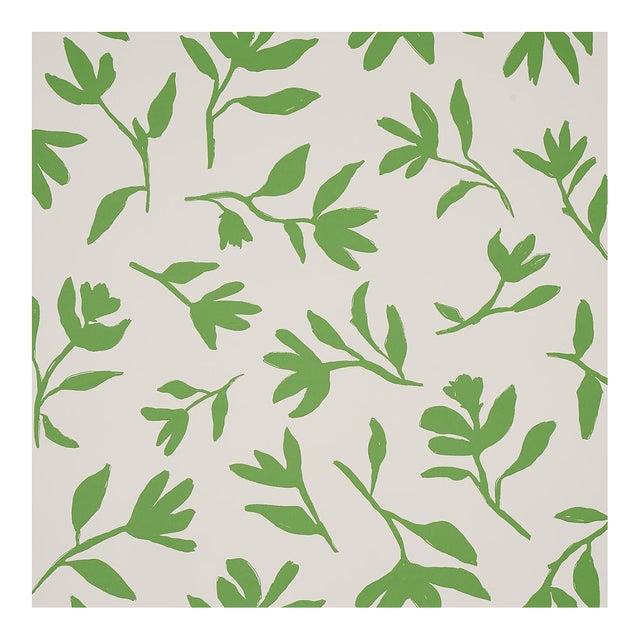 Sample - Schumacher Laurel Wallpaper in Green For Sale