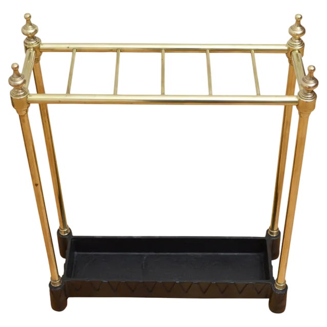English Brass Umbrella Stand, 1940s For Sale