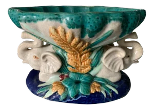 Italian Majolica Bowl with Elephants