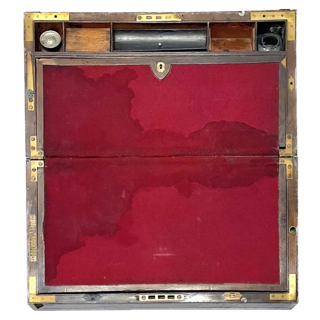 Antique Portable Campaign Writing Desk For Sale - Image 4 of 12
