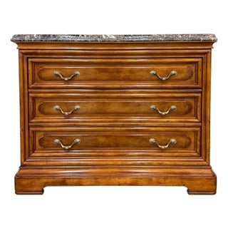 1980s Henredon French Provincial 3-Drawer Commode Chest With Italian Marble Top For Sale
