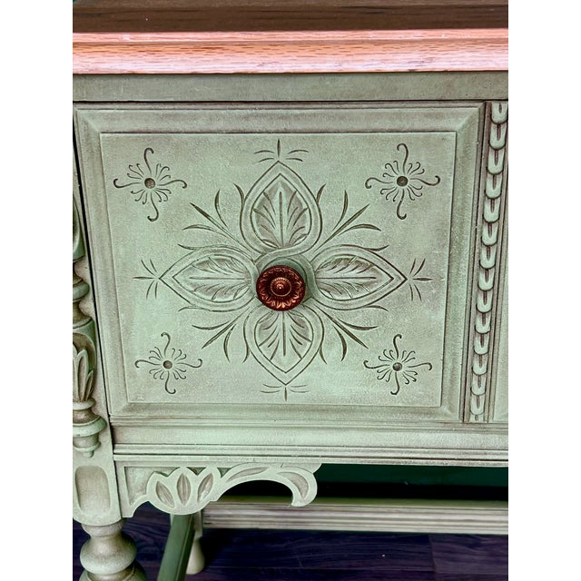 1940s Spanish Style Oak Console Cabinet For Sale - Image 10 of 12