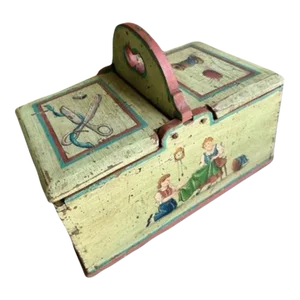 Early 1900s Painted Sewing Box Mountain Chalet Decor