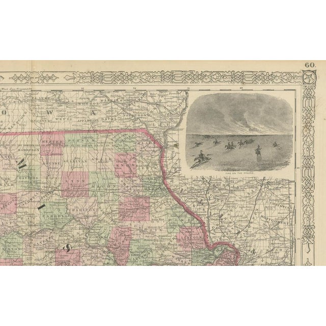 Map of Missouri and Kansas with Railroads and Frontier Trails, 1864 For Sale - Image 3 of 10