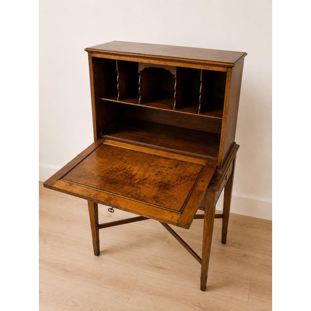 19th Century Burl Wood Fall-Front Writing Desk For Sale - Image 4 of 5
