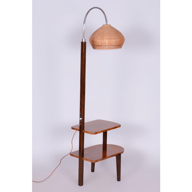 Art Deco Walnut Floor Lamp attributed to J. Halabala for Up Závody, 1930s For Sale - Image 11 of 17