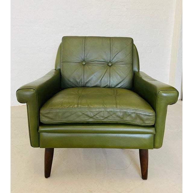 Vintage Danish Olive Green Lounge Chair by Svend Skipper, 1960s For Sale - Image 12 of 13