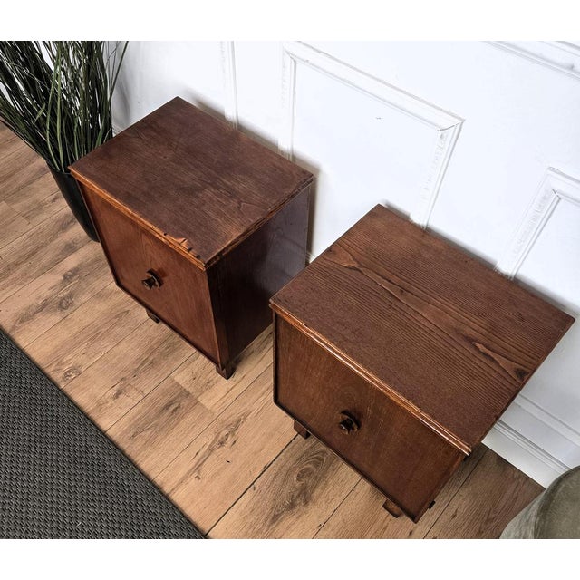 Mid-Century Modern Italian Wooden Nightstands, 1950s, Set of 2 For Sale - Image 6 of 11
