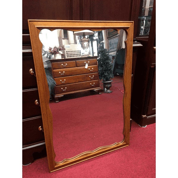 Ethan Allen Furniture Vintage Mirror Solid Wood Maple Scalloped Chairish