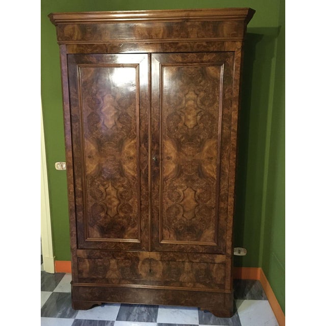 Mid 19th Century 2-Door Wardrobe with Drawer in Walnut, 1850s For Sale - Image 5 of 18